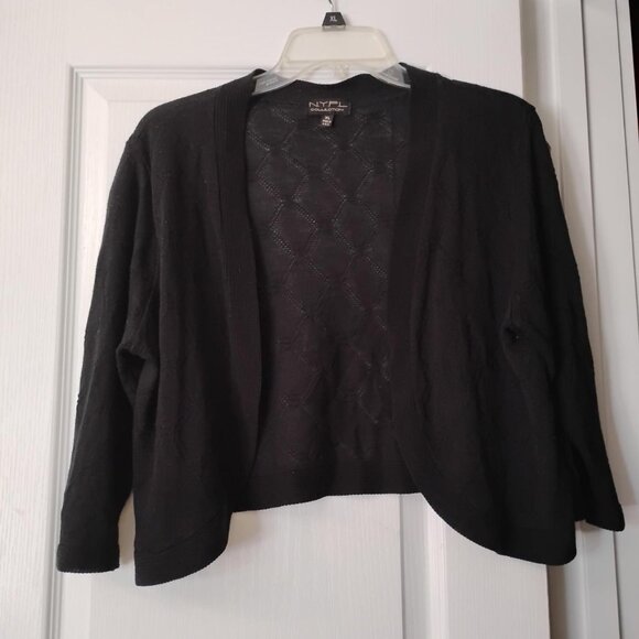 Vintage N.Y.P.L Collection Black Argyle Diamond Cardigan Bolero Boho Academia - Picture 2 of 6